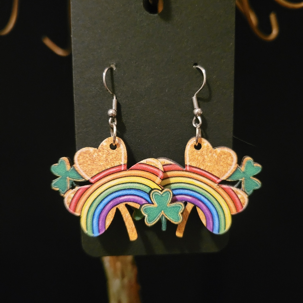 2/$20 St. Patrick's Day Clover Rainbow Earrings